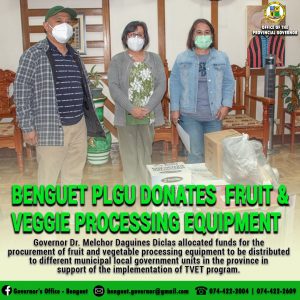Benguet PLGU Donates Fruit & Veggie Processing Equipment