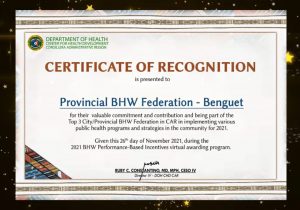 Congratulations to the BHW Federation of the Province of Benguet​