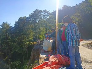 Inspection of ongoing rehabilitation of a slide-prone section of Jose Mencio provincial road in Atok, Benguet