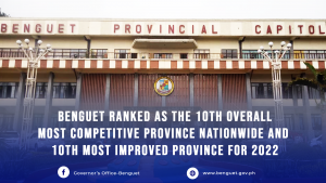 BENGUET RANKED AS THE 10TH OVERALL MOST COMPETITIVE PROVINCE NATIONWIDE AND  10TH MOST IMPROVED PROVINCE FOR 2022