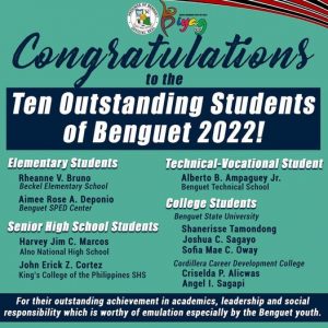 Congratulations to the Ten Outstanding Students of Benguet batch 2022!