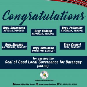 Congratulations for Passing the Seal of Good Local Governance for Barangay (SGLGB)